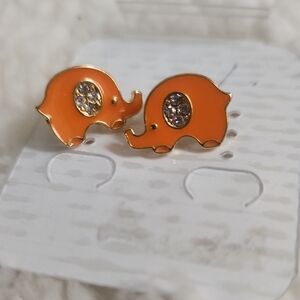 Charming Orange Elephant Kids Earrings